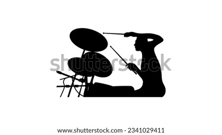 Drummer silhouette, high quality vector