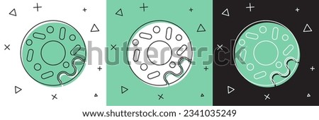 Set Donut with sweet glaze icon isolated on white and green, black background.  Vector