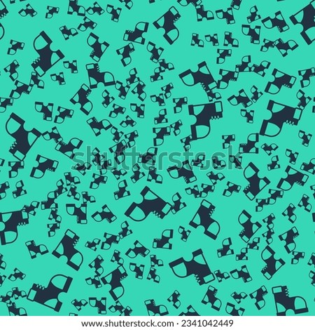 Black Hunter boots icon isolated seamless pattern on green background.  Vector