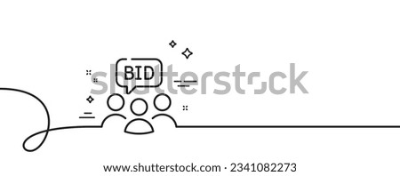 Auction line icon. Continuous one line with curl. Bid offer sign. Raise the price up symbol. Auction single outline ribbon. Loop curve pattern. Vector Royalty-Free Stock Photo #2341082273