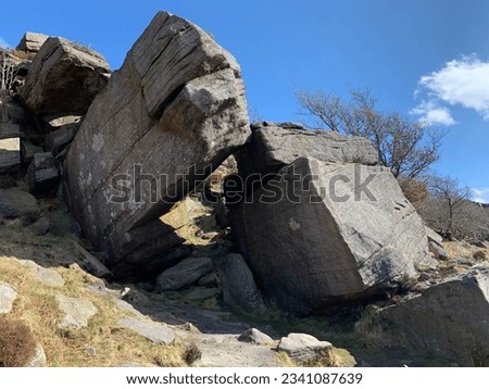 Landscape picture of large rocks in Derbyshire
