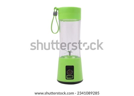 USB rechargeable electric mini portable handheld smoothie blender and juice cup bottle mixer. electric green color handheld juice blender and juice cup. Royalty-Free Stock Photo #2341089285