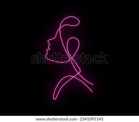 beautiful girl in pink neon lighting