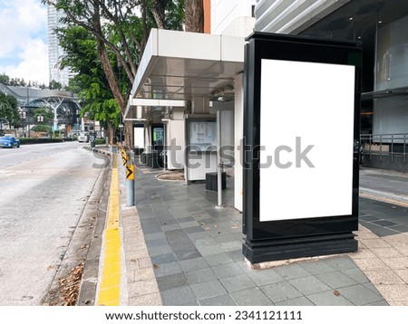 Mock-up of template bus stop light box, Empty street advertising mock up. Clear urban glued advertising canvas. 