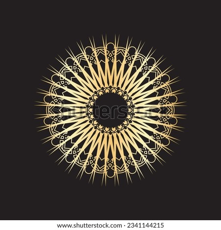 Golden radial shape isolated on a black background