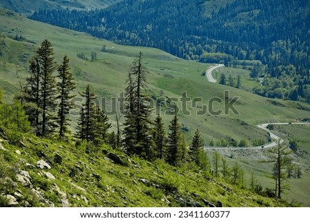 View from the Chike-Taman pass on the Chuysky tract. Royalty-Free Stock Photo #2341160377