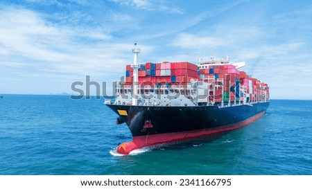 Cargo container Ship, cargo vessel ship carrying container and running for import export concept technology freight shipping sea freight by Express Ship. front view Royalty-Free Stock Photo #2341166795