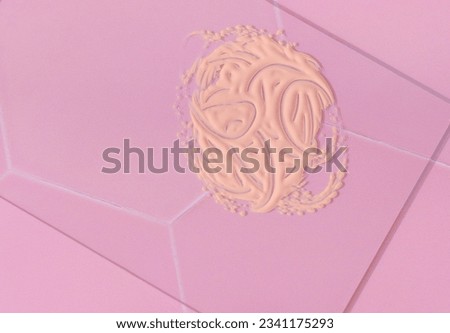 Skin care product ad. Minimal beauty product styling and photography. Foundation texture. Foundation photography styling on pink tile. Minimalist photography. Advertising Photography.