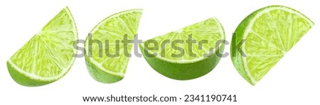 Set of delicious limes, isolated on white background Royalty-Free Stock Photo #2341190741