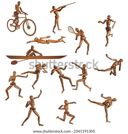 Collection of wooden sports figurines