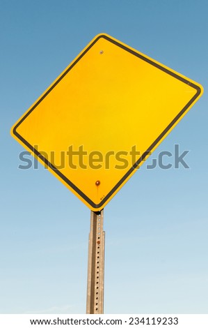 Blank caution yellow warning type American road sign