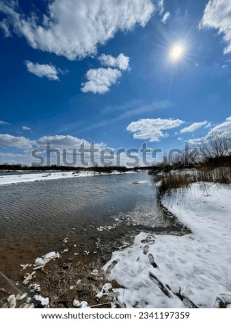 Snowy Vistula river in the Winter
