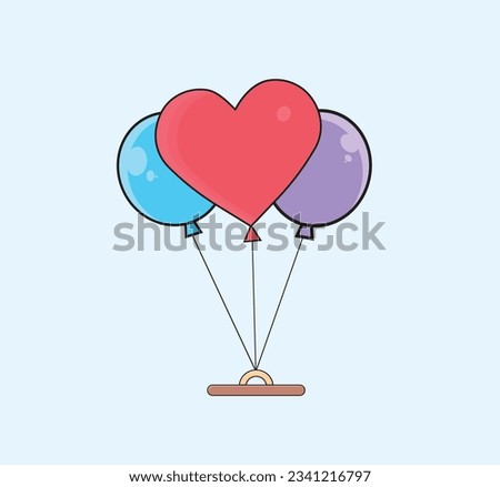 love balloon cartoon colored clipart illustration