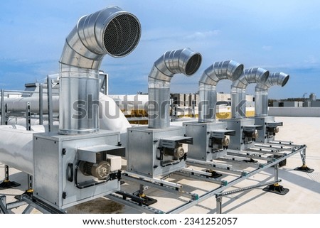 The air conditioning and ventilation system of a large industrial building Royalty-Free Stock Photo #2341252057