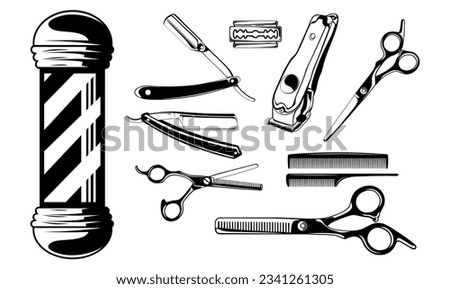 Barbershop icon set Vector design. barbershop illustration simple icon.