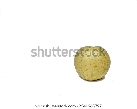Asian pear lying on the floor, white background