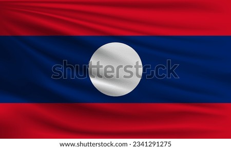 Vector flag of Laos waving closeup style background illustration.