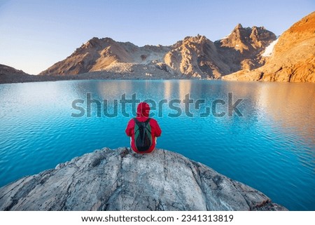 Hike in the Patagonian mountains, Argentina Royalty-Free Stock Photo #2341313819