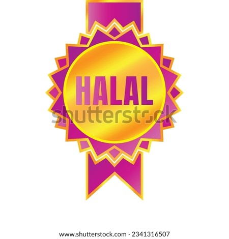 Certified halal food badge stamp, 100% halal food and drink label, Certified halal food badge symbol