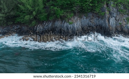 Aerial video view of the waves on Lhoknga beach, Aceh Province, Indonesia.
