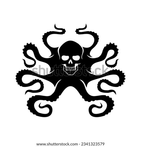 octopus and skull vektor, octopus logo skull, oktopus