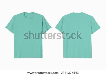 Unisex Teal Classic T-shirt Front and Back Royalty-Free Stock Photo #2341326543