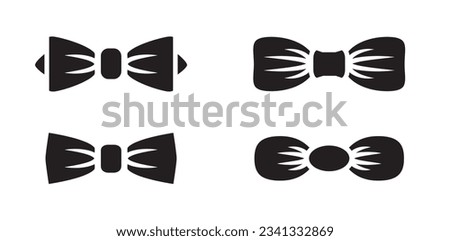 Black Bow Tie line icon, Silhouette Bow Tie Icon set in trendy flat style isolated on white background. Necktie symbol for your web site design, logo, app, UI. Vector illustration sign.