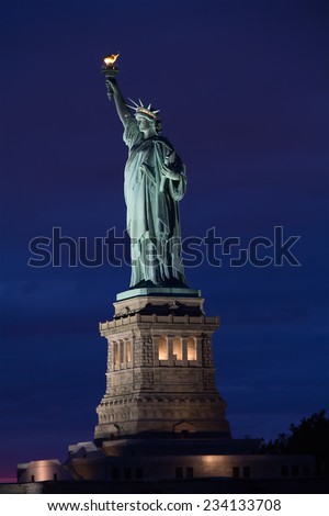 Statue of Liberty after sunset