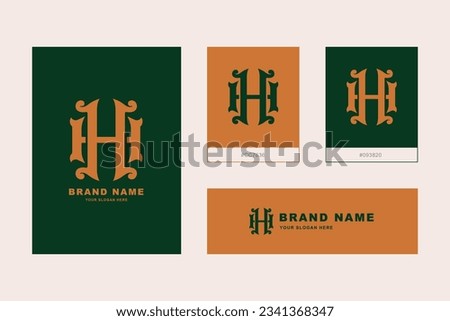Monogram letter H or HH with interlock, vintage, classic style good for brand, clothing, apparel, streetwear, baseball, basketball, football and etc