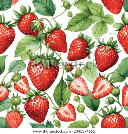 Hand drawn watercolor strawberry painting on white background. Fruit vector illustration. Pattern watercolor fruit. Royalty-Free Stock Photo #2341374651