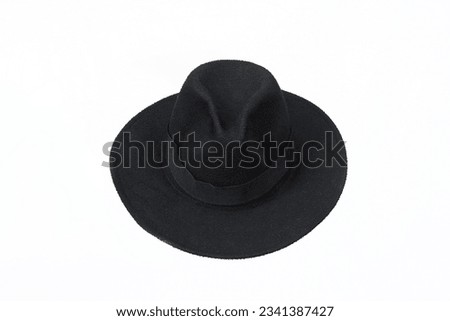 natural black felt hat wide brimmed hat isolated on white background head protection and style model Royalty-Free Stock Photo #2341387427