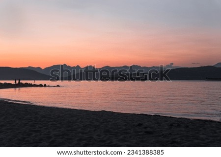Sunset over Spanish Banks Beach in Vancouver BC Canada.