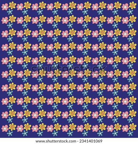 Floral seamless pattern. Pretty flowers on a blue background. Print with small flowers., Seamless vector texture 
