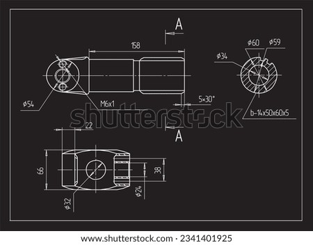 Vector engineering drawing of a steel mechanical part.
Cad scheme. Technical background. Royalty-Free Stock Photo #2341401925