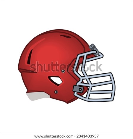 American football helmet. Side view. Sport equipment. Rugby helmet red isolated on white. American Football Symbol