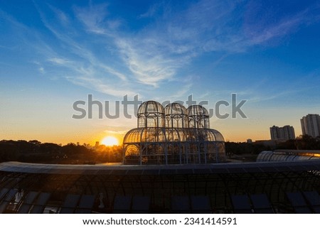 Sunset at the Botanical Garden of Curitiba. Royalty-Free Stock Photo #2341414591