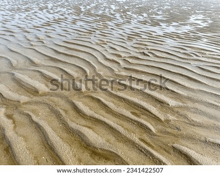 Sand waves as a texture. Wet Sand background and texture