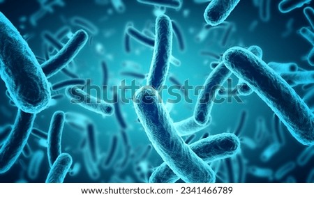 close up of 3d microscopic blue bacteria  Royalty-Free Stock Photo #2341466789