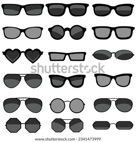 Set of sunglasses vector illustration. Black sunglasses clipart
