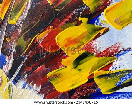 Abstract art background. Colorful oil smear on canvas. Rough brush strokes of paint. Closeup of a painting by oil and palette knife. Hand drawn wallpaper