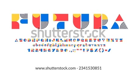 Bauhaus font, retro geometric type or art deco typeface and bold characters alphabet, vector ABC letters. Abstract vintage or modern Bauhaus font with geometric typography in art deco shapes and lines Royalty-Free Stock Photo #2341530851