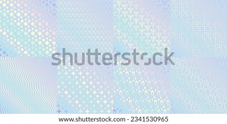 Rainbow glitter foil, hologram texture pattern backgrounds, vector holograph iridescent gradient. Holographic pattern with foil texture background, abstract neon or glittering chrome holography Royalty-Free Stock Photo #2341530965