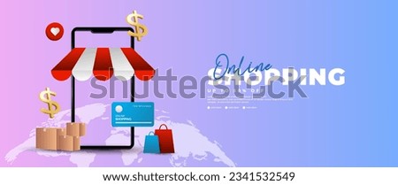 online shopping banner via cellphone, suitable for e-commerce promotions