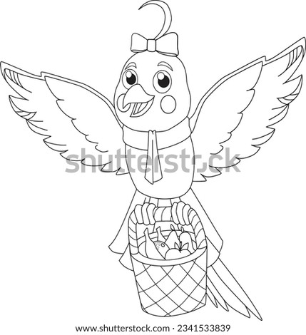 Cute Animal Coloring Page. Animal Line Art Vector. Cute Coloring Page for Kids and Adults.