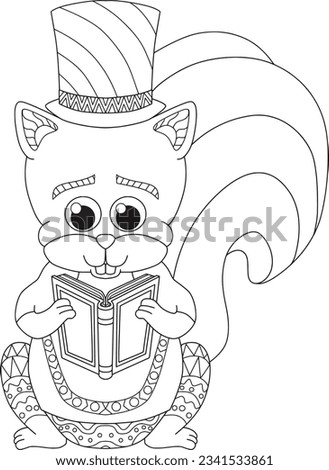 Cute Animal Coloring Page. Animal Line Art Vector. Cute Coloring Page for Kids and Adults.