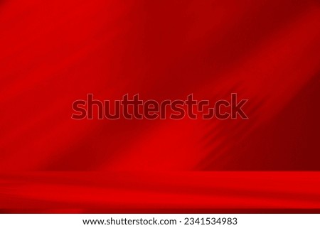 Empty studio interior background and backdrop and product display stands with red lights and shadows, empty space for text.