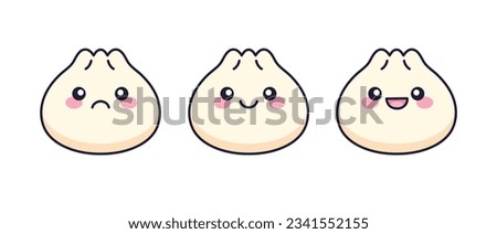 Cute Kawaii Dumpling Dim Sum Clipart Royalty-Free Stock Photo #2341552155