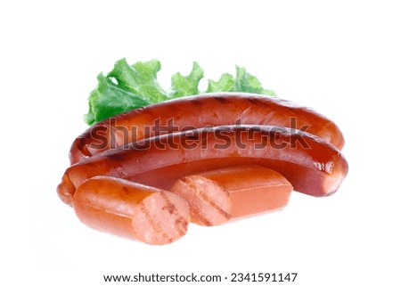 
Sausages, isolated on a white background, close-up pictures