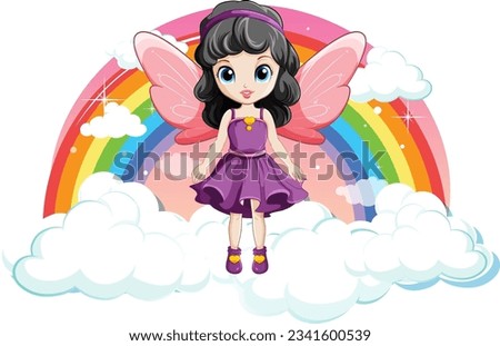 Fairy Girl on Cloud with Rainbow illustration