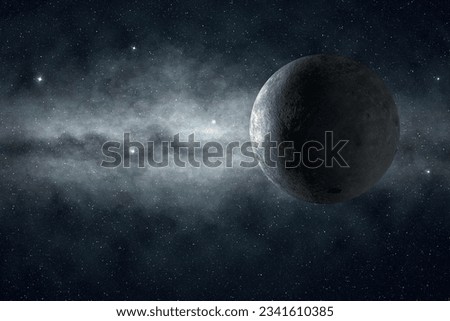moon and milky way in a starry sky